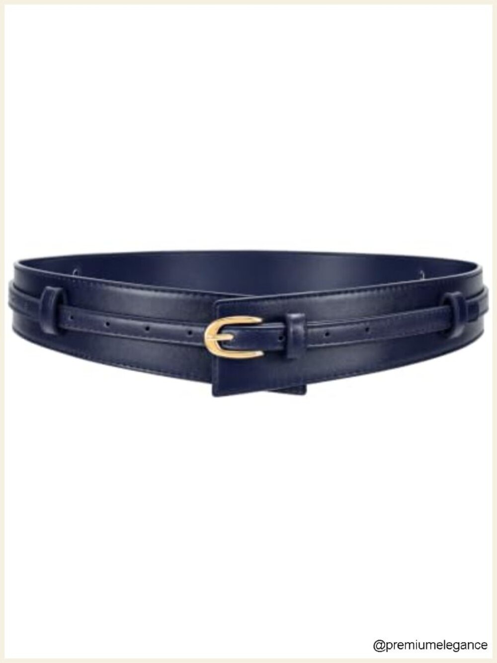 2-in-1 Faux Leather Wide Waist Belt with Gold Buckle for Dresses
